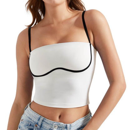 OMKAGI Womens Workout Tank Tops Adjustable Strap Longline Sports Bra Padded Sleeveless Top