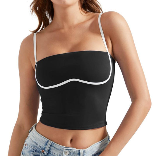 OMKAGI Womens Workout Tank Tops Adjustable Strap Longline Sports Bra Padded Sleeveless Top