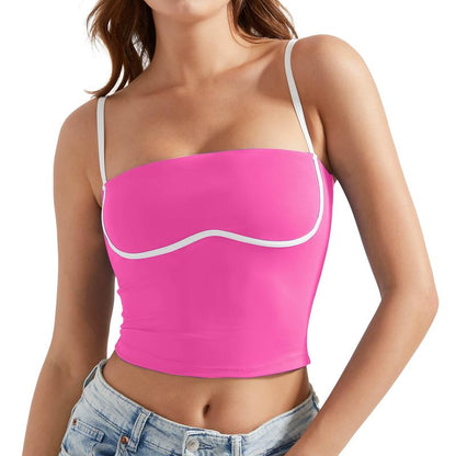 OMKAGI Womens Workout Tank Tops Adjustable Strap Longline Sports Bra Padded Sleeveless Top