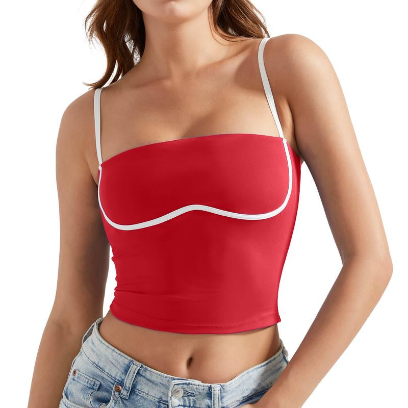 OMKAGI Womens Workout Tank Tops Adjustable Strap Longline Sports Bra Padded Sleeveless Top
