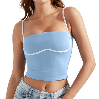 OMKAGI Womens Workout Tank Tops Adjustable Strap Longline Sports Bra Padded Sleeveless Top