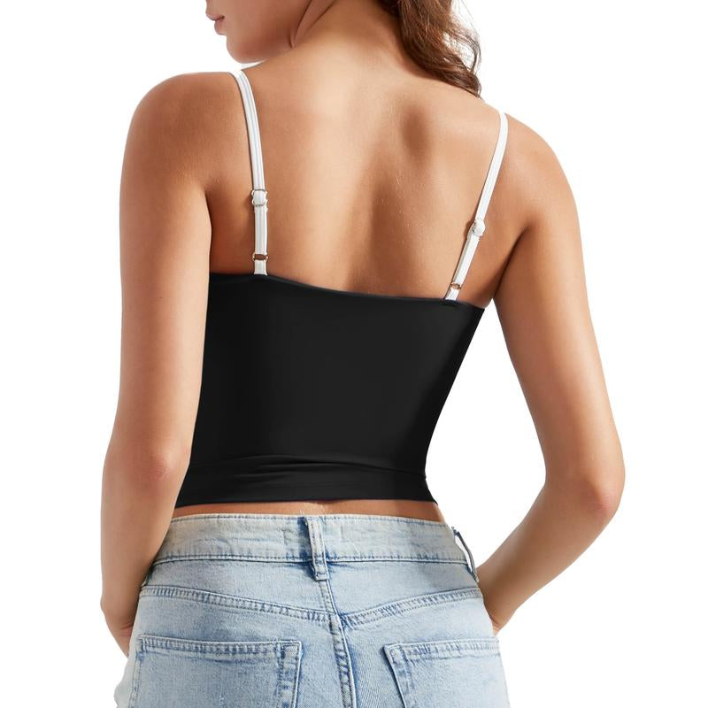 OMKAGI Womens Workout Tank Tops Adjustable Strap Longline Sports Bra Padded Sleeveless Top